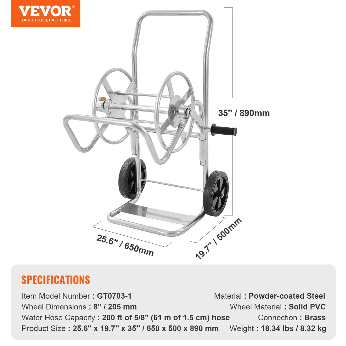 SucceBuy Heavy Duty Hose Reel Cart With Basket Garden Watering