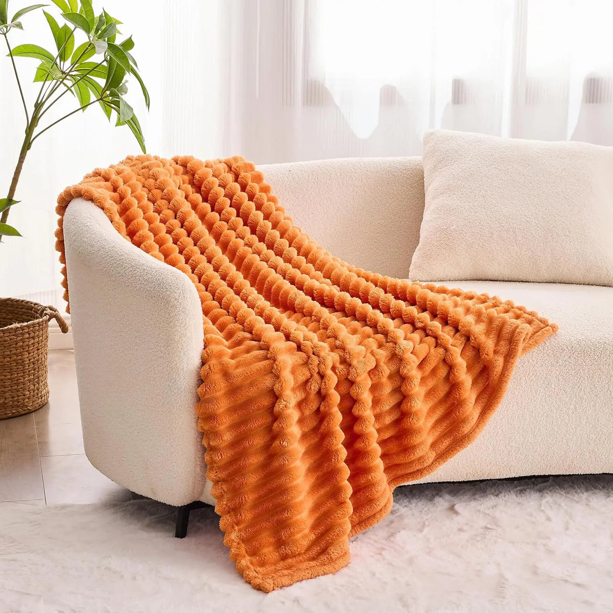 Simple Opulence Soft Flannel Throw Blanket for Couch Cozy Knit