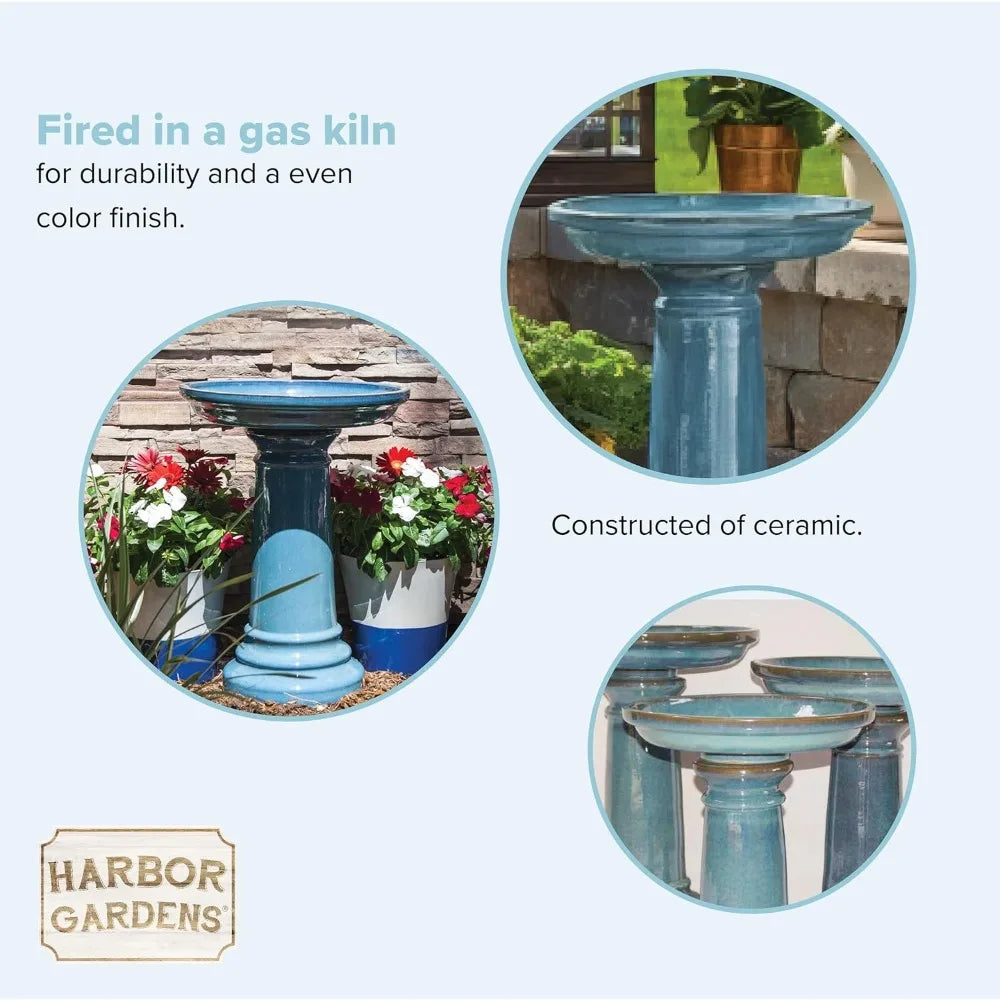 Harbor Gardens Ceramic Bird Bath With Timeless Glaze