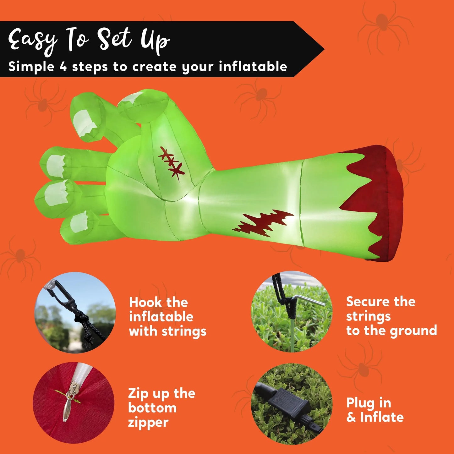 Joyfy Zombie Arm Halloween Inflatable With Built In LEDs