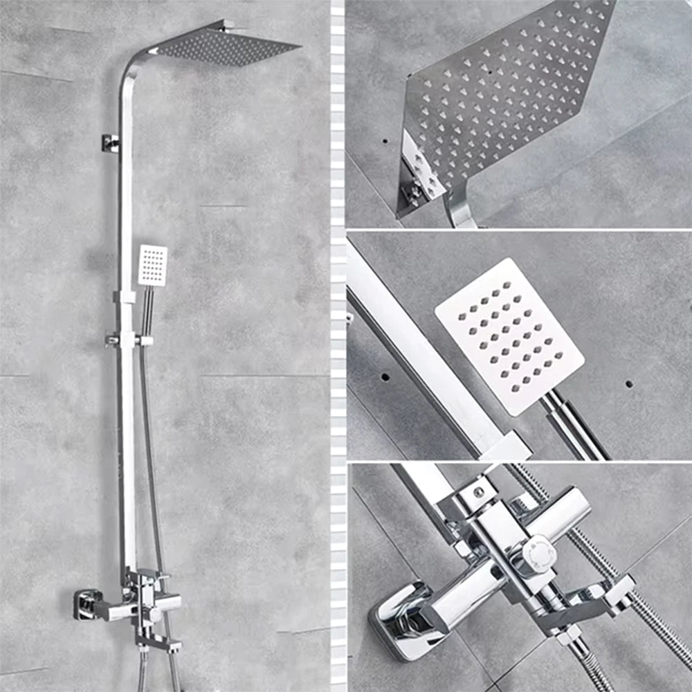 Shinesia Black Luxury Wall Mounted Square Rainfall Shower Faucet