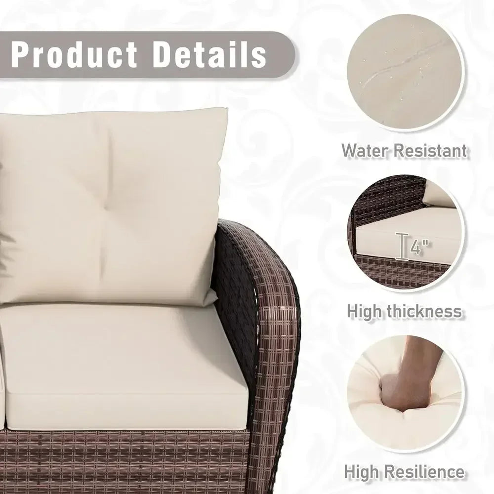 Outdoor Patio Set With Swivel Chairs, Sofa And Coffee Table