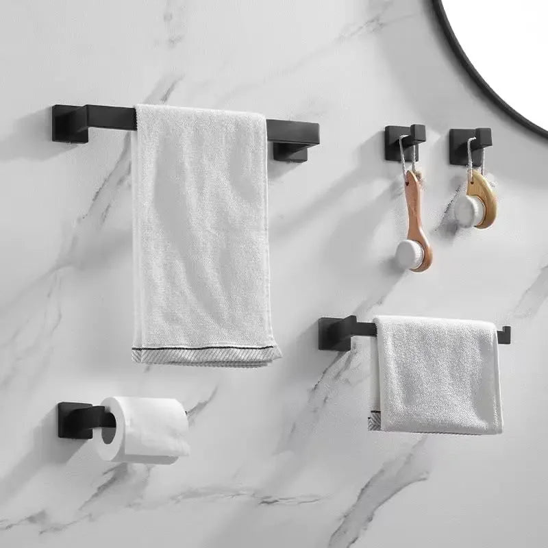 5Pcs Stainless Steel Toilet Paper Holder Set With Towel Bar