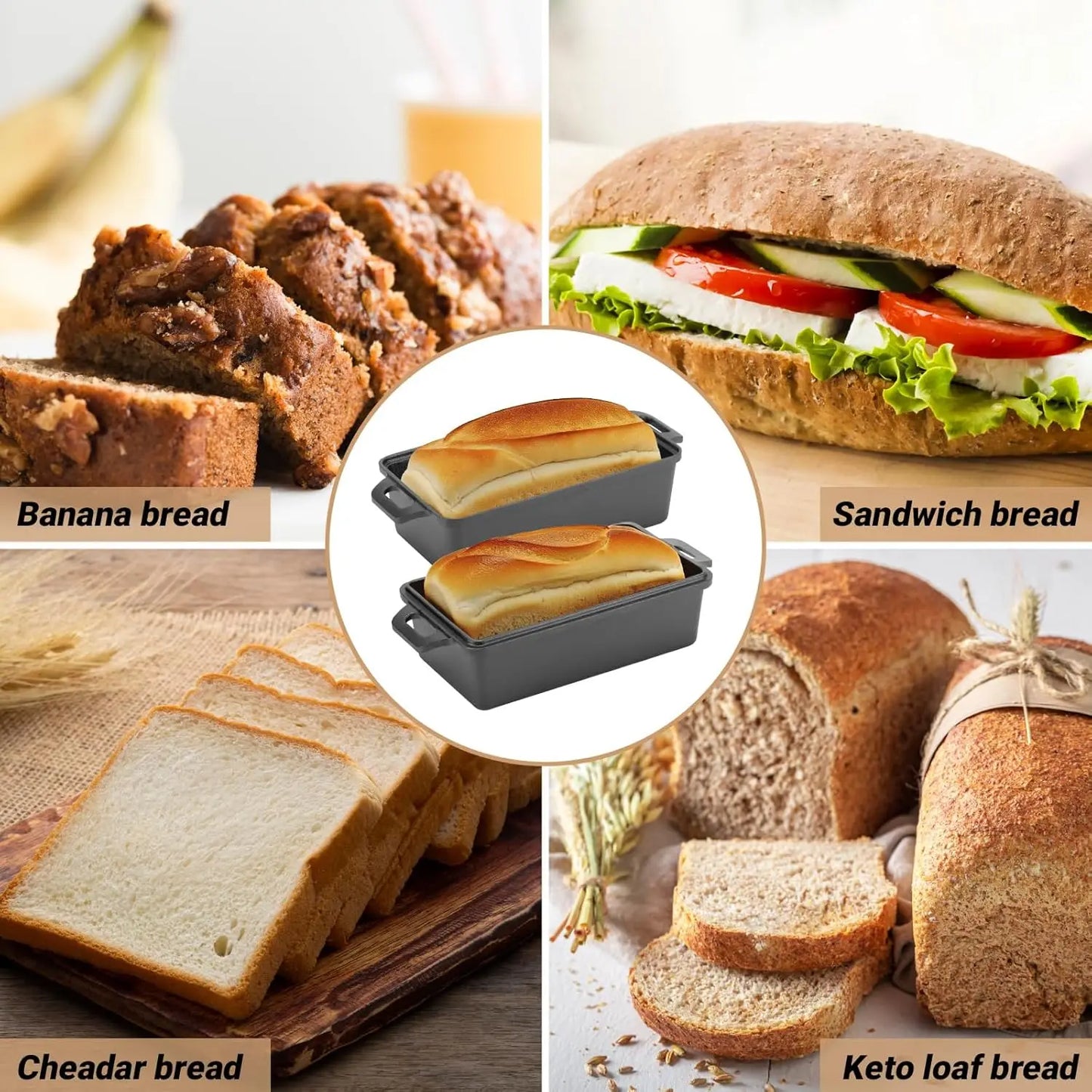 Cast Iron Loaf Pan With Lid For Even Baking
