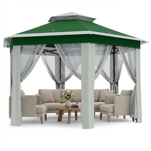 Heavy Duty Pop Up Gazebo Tent Mesh Windows Mosquito Netting