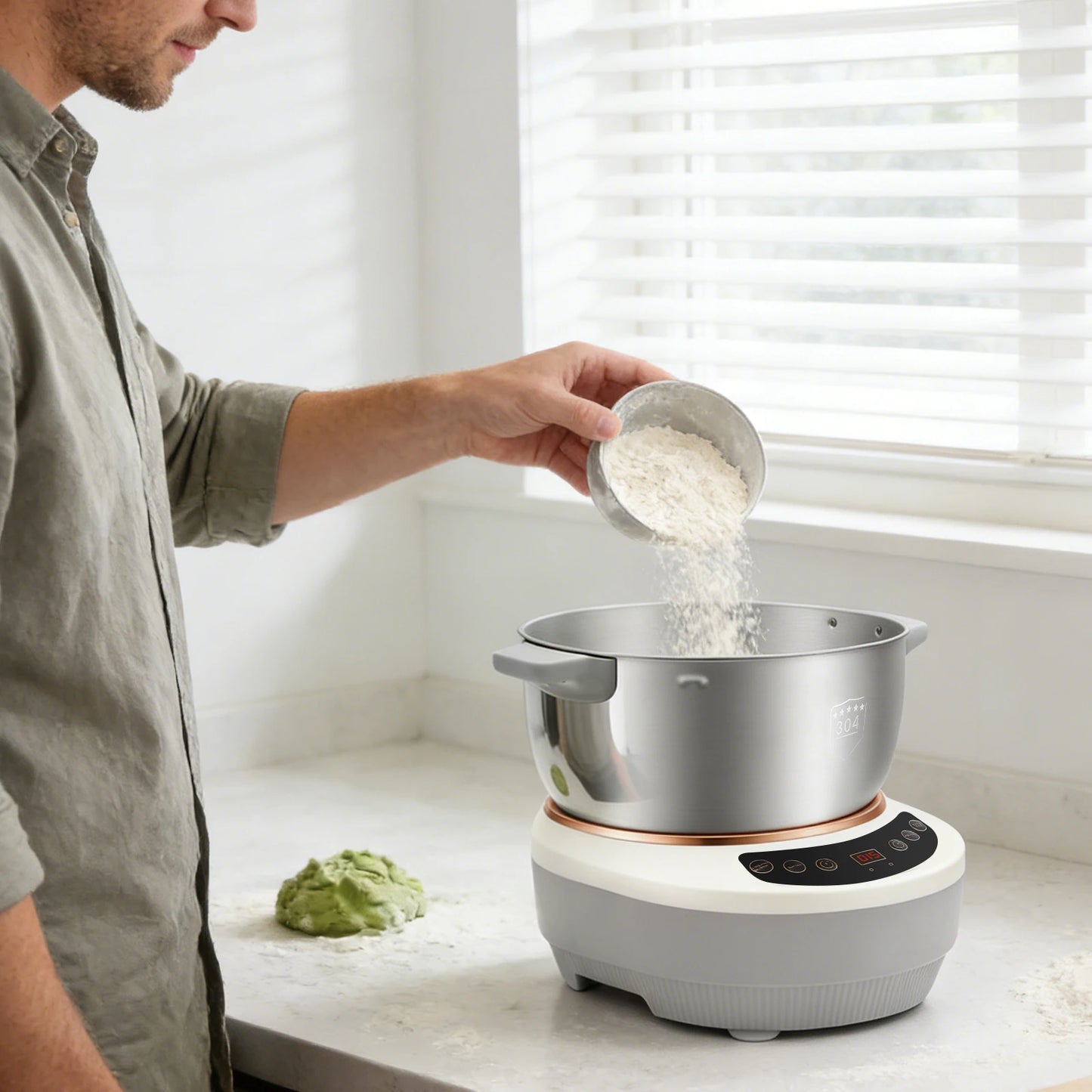 Dough Kneading Machine Stainless Steel Stand Mixer With Timer Auto Off