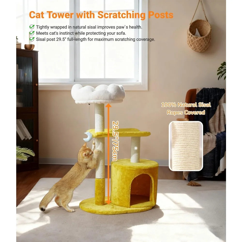 NBVCX Cat Tree Tower With Cozy Bed And Scratching Posts