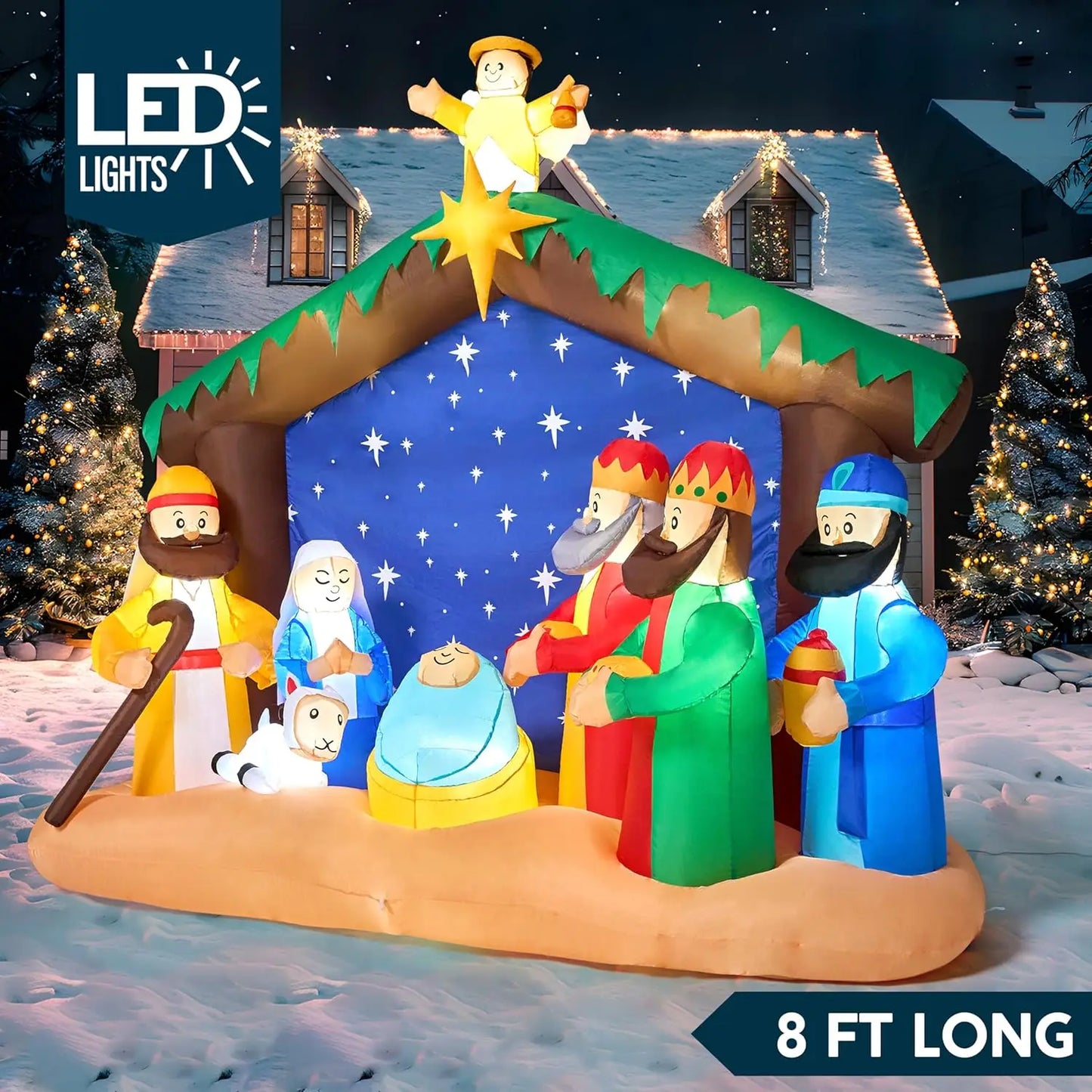 Joyfy Christmas Nativity Scene Inflatable With LEDs Outdoor Decor