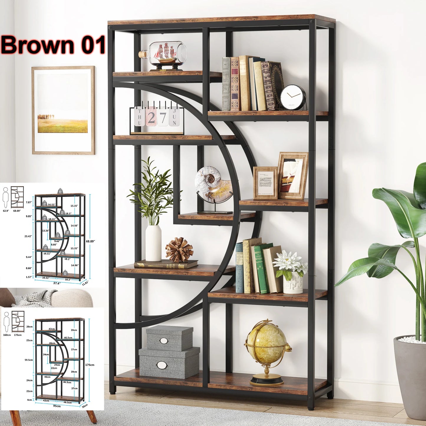 Tribesigns Industrial 5 Tier Freestanding Bookshelf