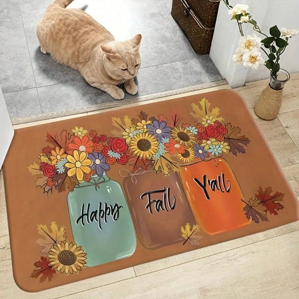 Happy Fall Yall Rubber Floor Mat Non Slip Water Absorbent