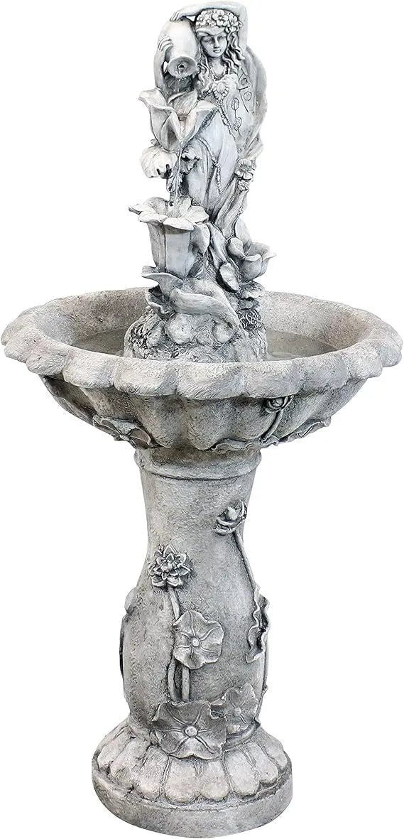 Fairy Flower Solar Water Fountain Garden Decor LED Light