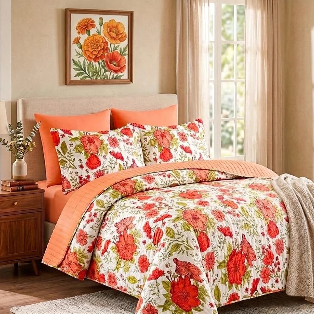 Premium Printed Polyester Bedspread Quilt Set For All Seasons