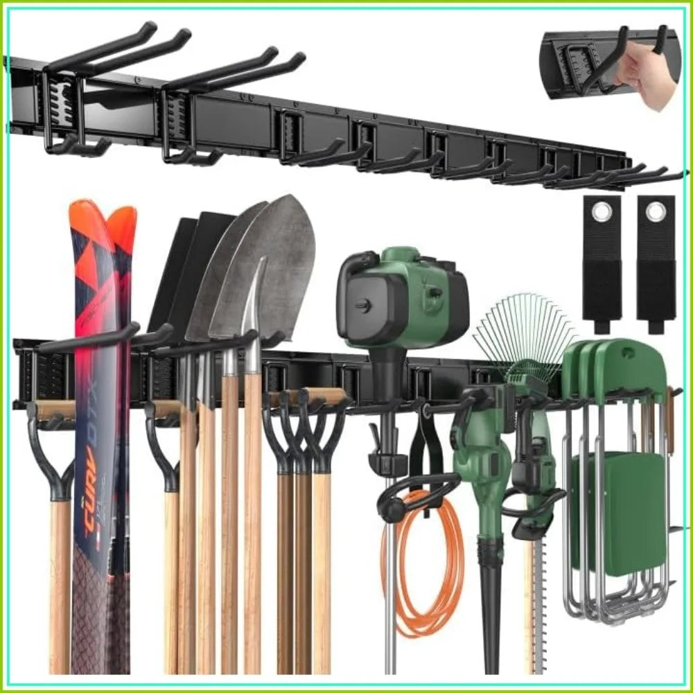 Garage Tool Organizer Wall Mount, Heavy-Duty Metal Storage Rack