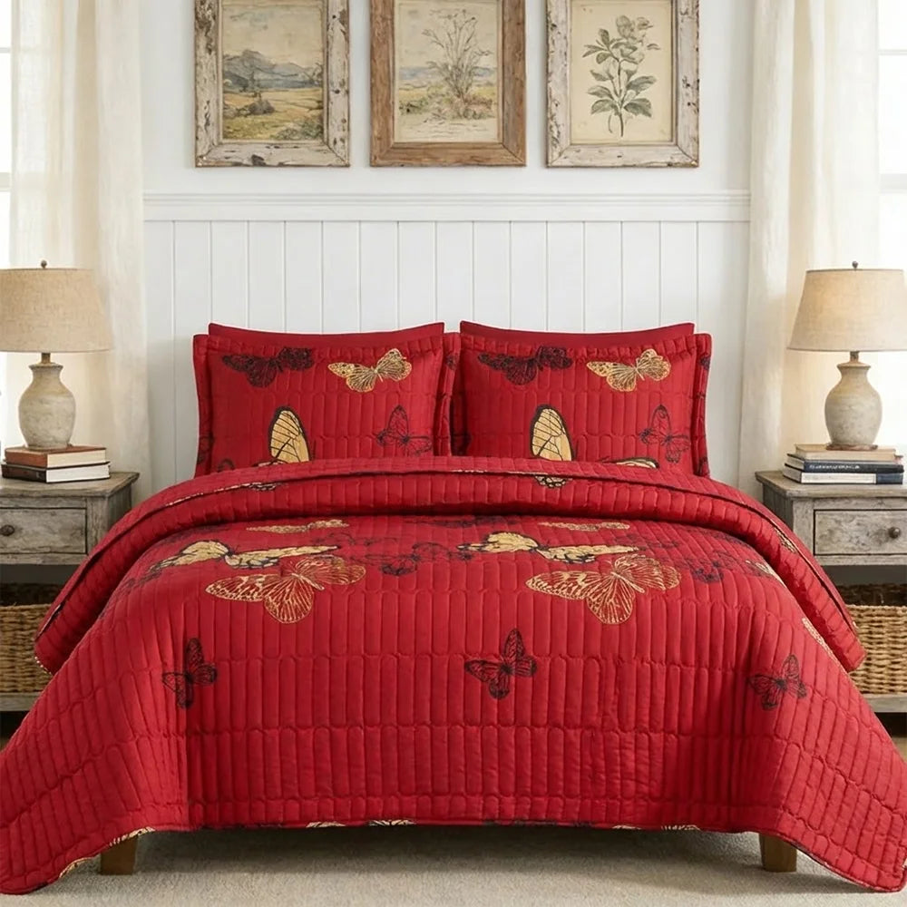 Premium Printed Polyester Bedspread Quilt Set For All Seasons