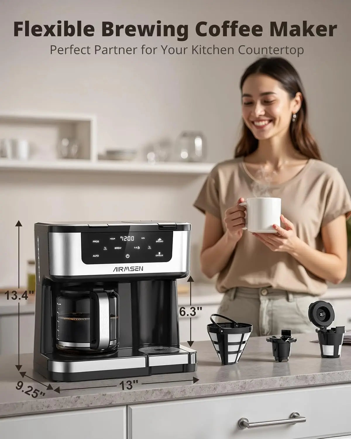 Programmable Dual Coffee Maker With Single Serve K Cup 1000W