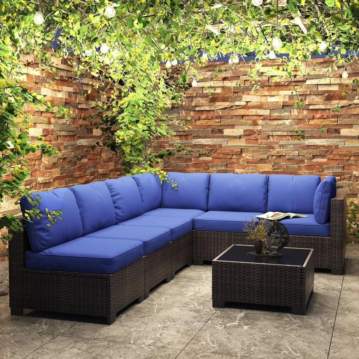 HobbyLane 7-Piece Modular Outdoor Furniture Set PE Rattan