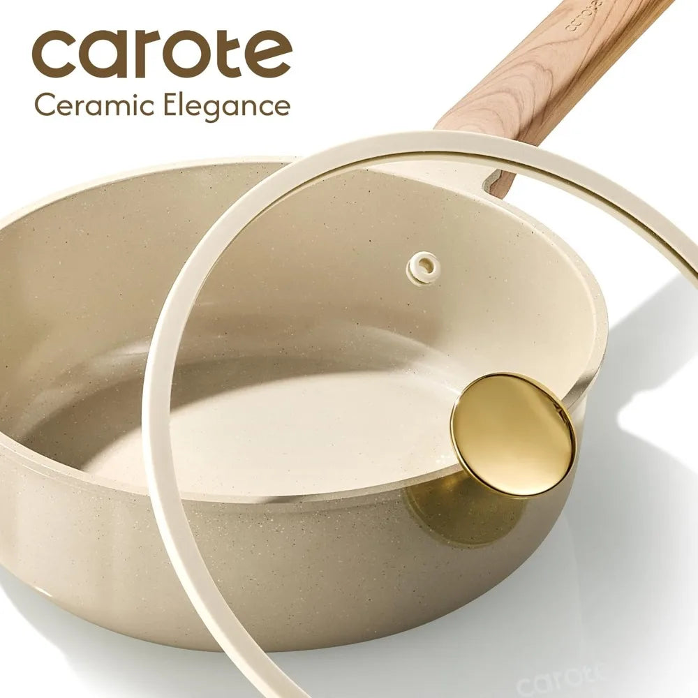 Nuanyao Ceramic Nonstick Cookware Set Non Toxic Kitchen Essential