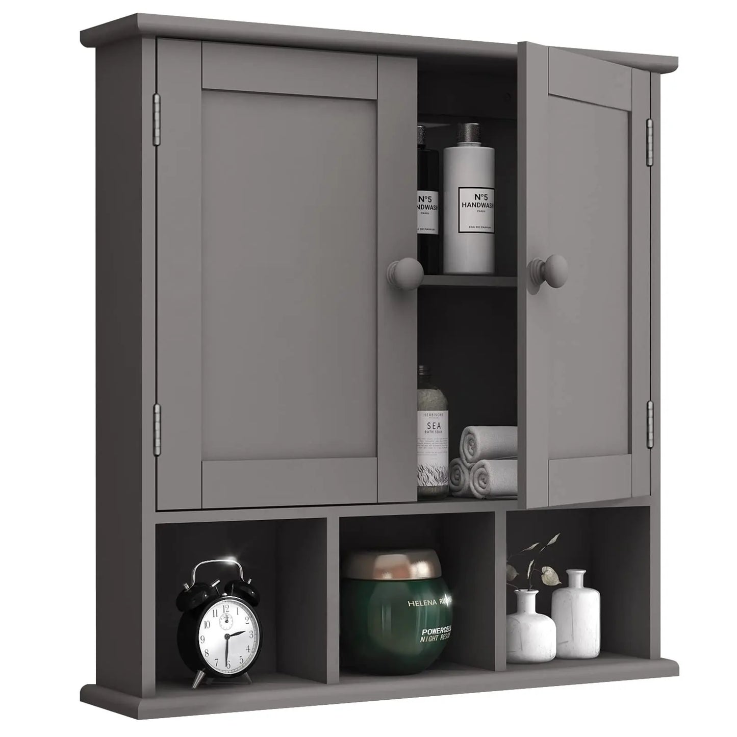 XIUWO Bathroom Wall Cabinet With 2 Doors Over Toilet Storage