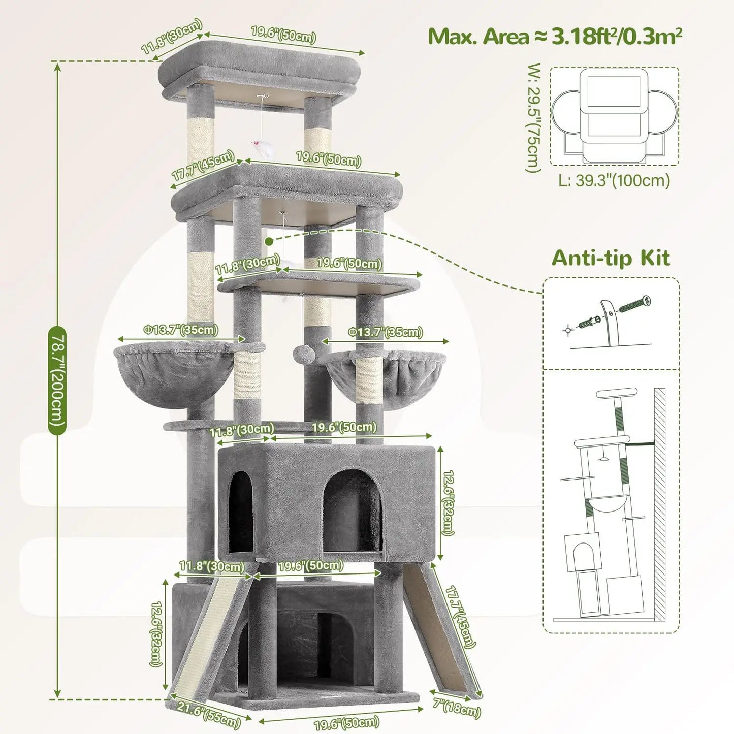 Heavy Duty Cat Tree For Large Cats With Double Tiers