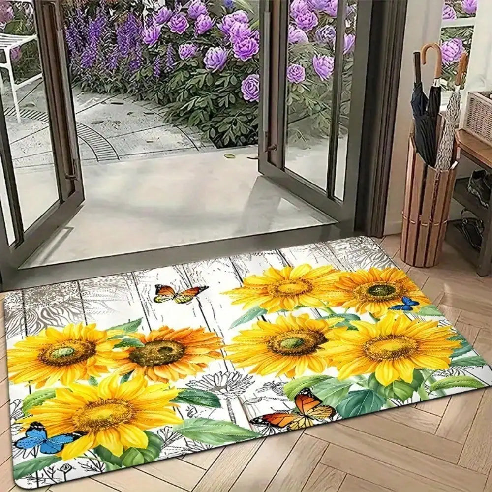 Sunflower Doormat Non-Slip Absorbent Floor Rug for Home