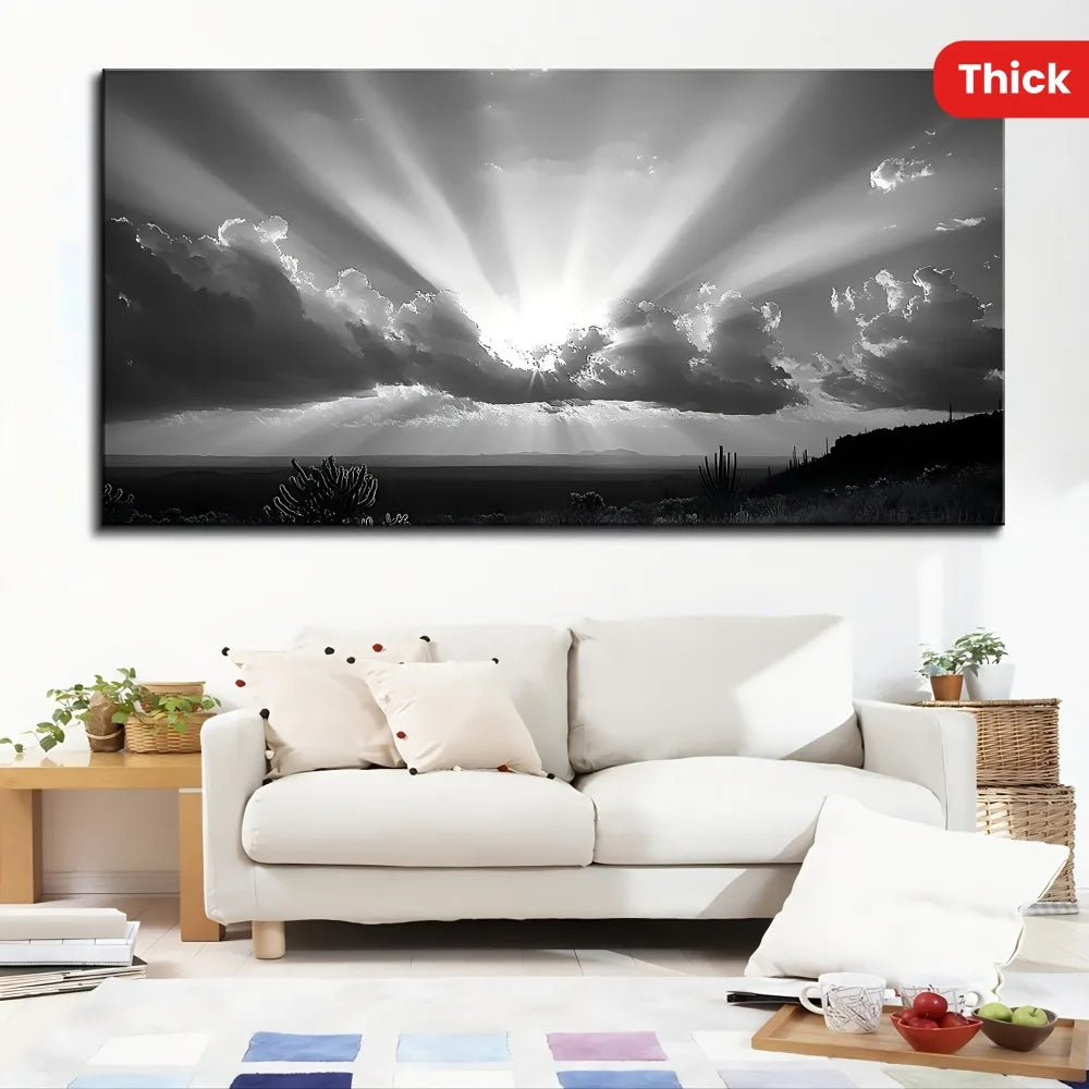 Joshua Tree Desert Oil Painting Mural Pine Wood Frame Poster