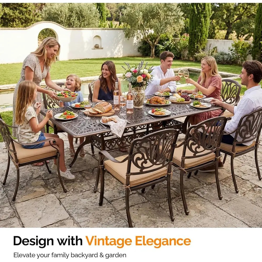 Outdoor Cast Aluminum All-Weather Dining Set For Patio And Garden