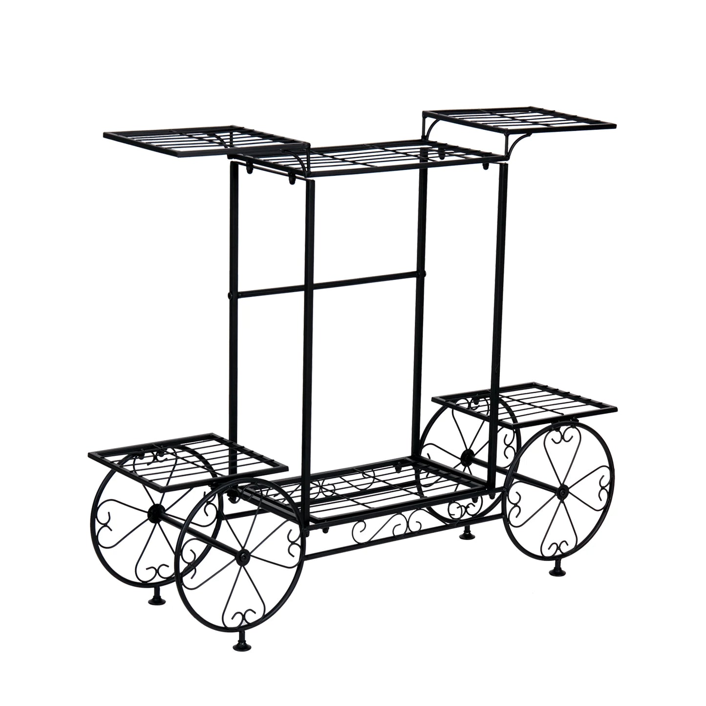 Wisfor Six Tier Metal Garden Cart Plant Pot Display Rack