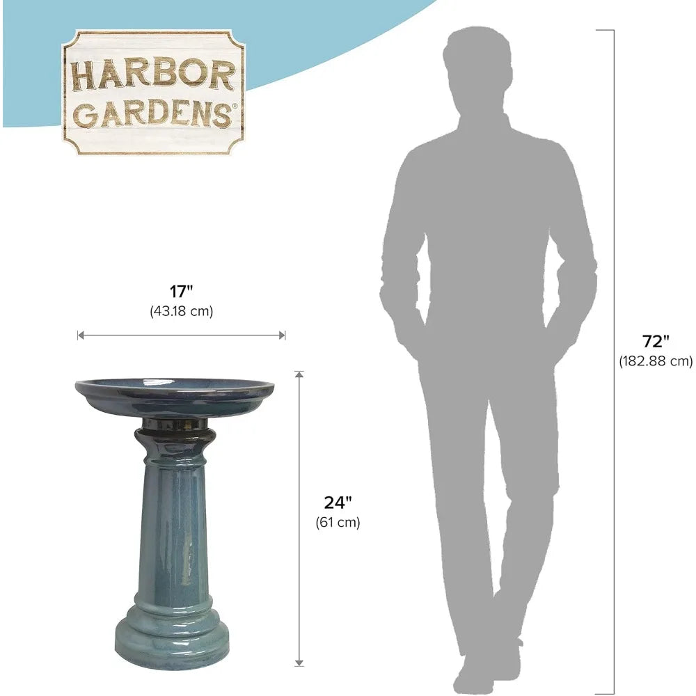 Harbor Gardens Ceramic Bird Bath With Timeless Glaze