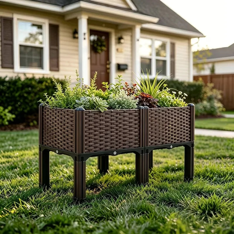 Multifunctional Raised Planter Box With Legs For Outdoor Gardens And Balconies