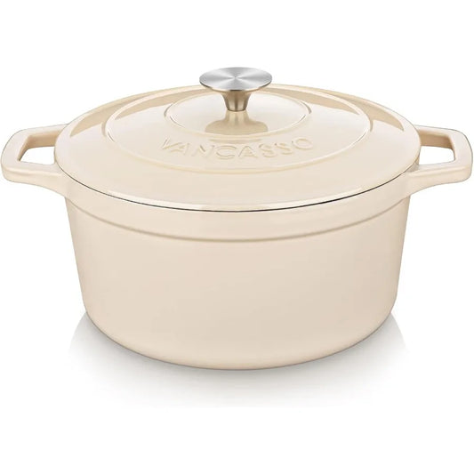 Cast Iron Dutch Oven With Lid Nonstick Enamel Coating For Bread Baking