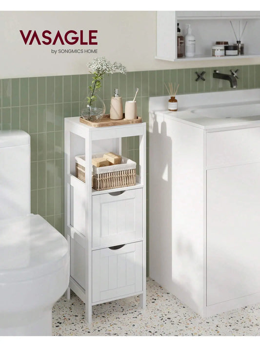 Modern Bathroom Floor Cabinet With Two Drawers And Open Shelf