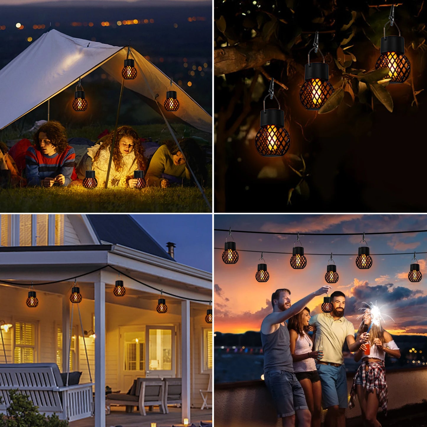 Solar Powered Pendant Lights for Outdoor Landscaping IP65 Waterproof