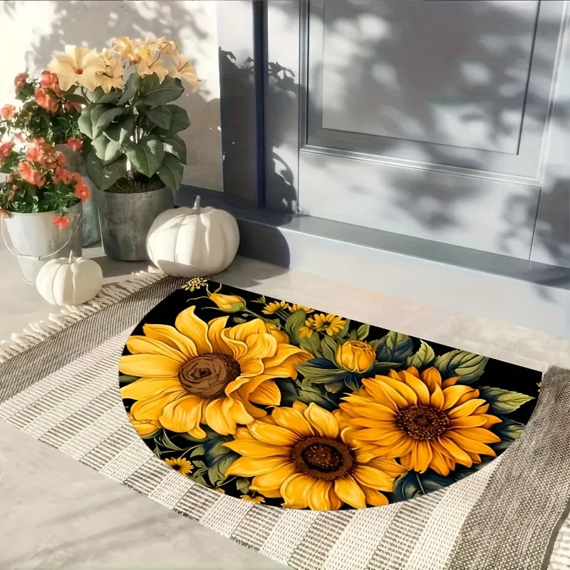 Sunflower Pattern Doormat For Indoor Entrances And Hallways