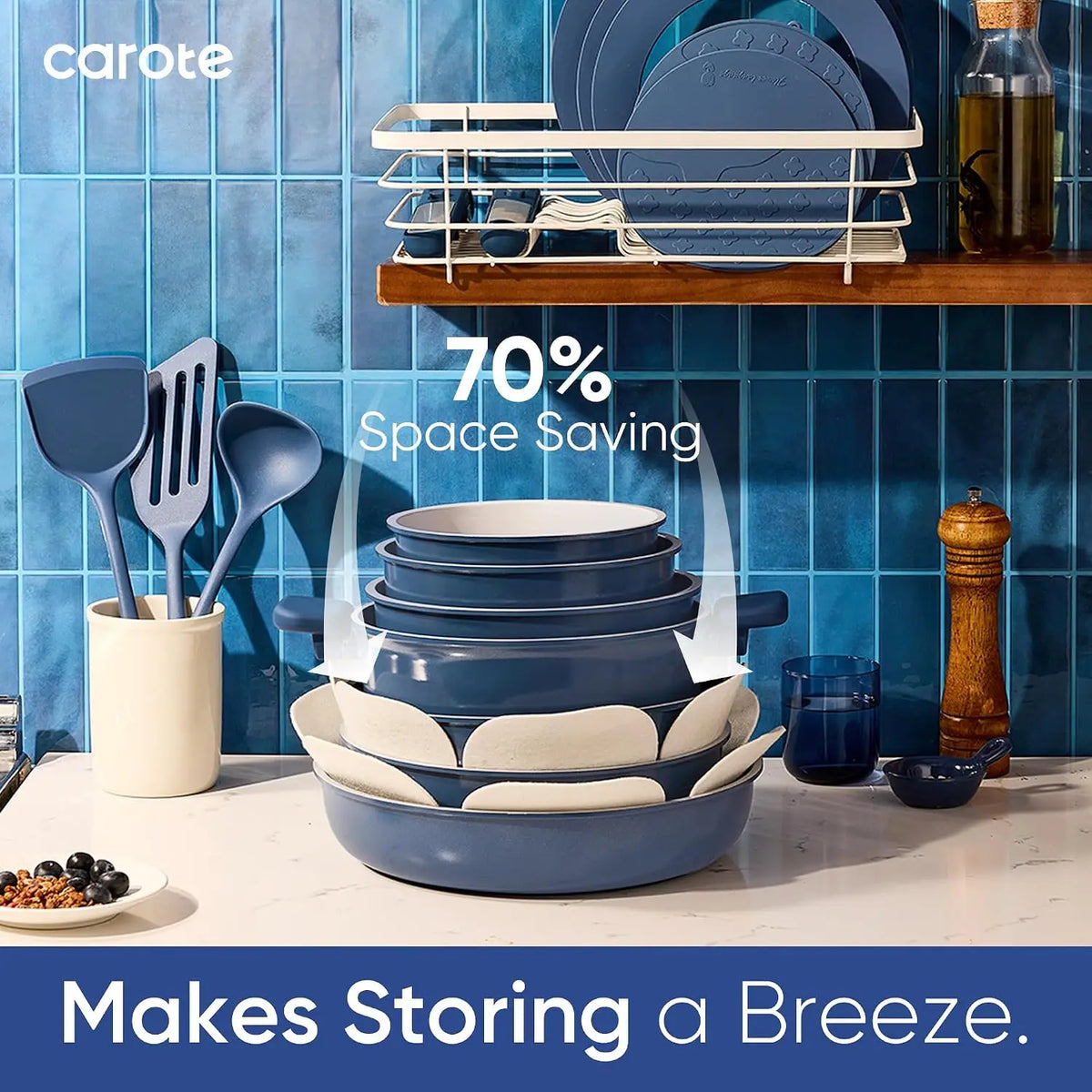 Professional Ceramic Nonstick Cookware Set With Detachable Handles