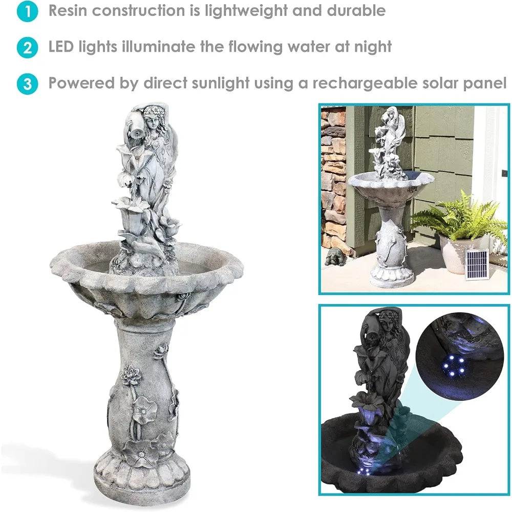 Fairy Flower Solar Water Fountain Garden Decor LED Light