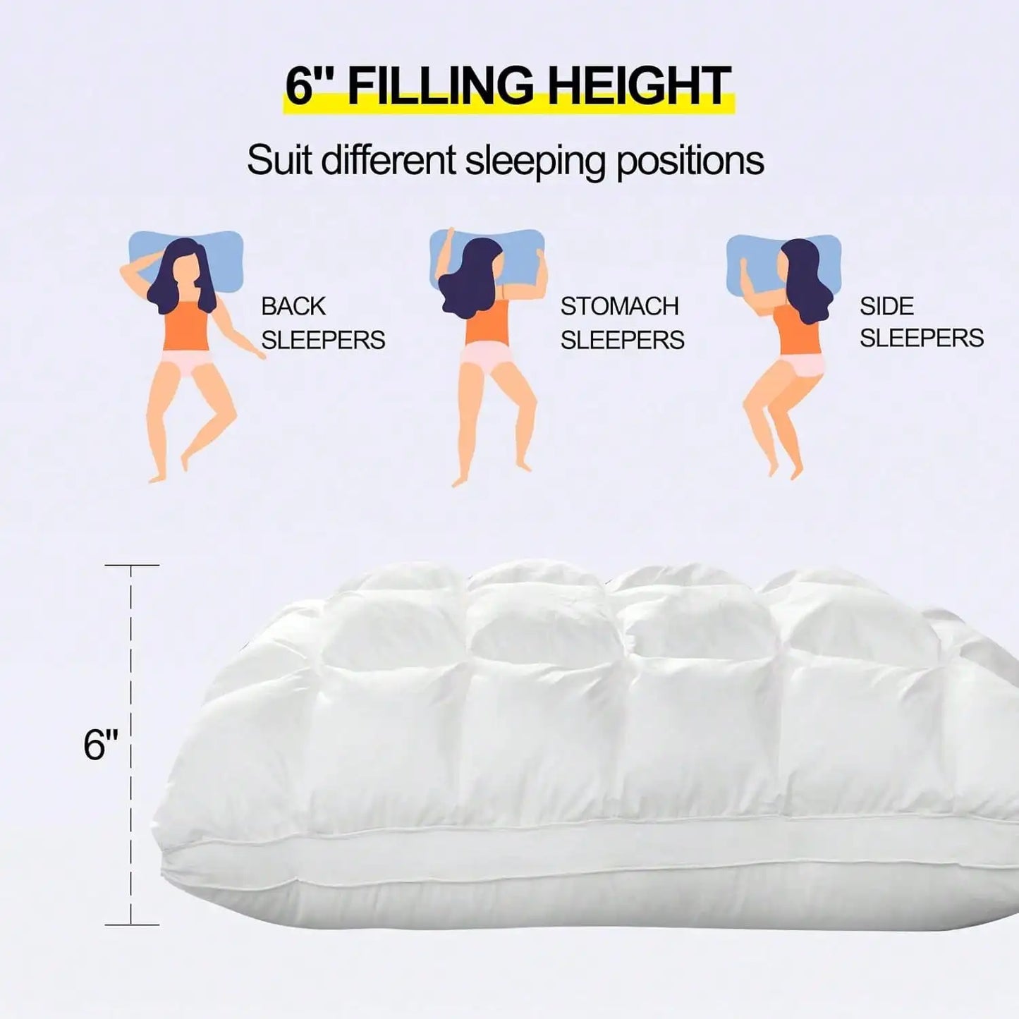 Deluxe Pillow Set Soft Support Large Fluffy Down Alternative For Side Sleepers