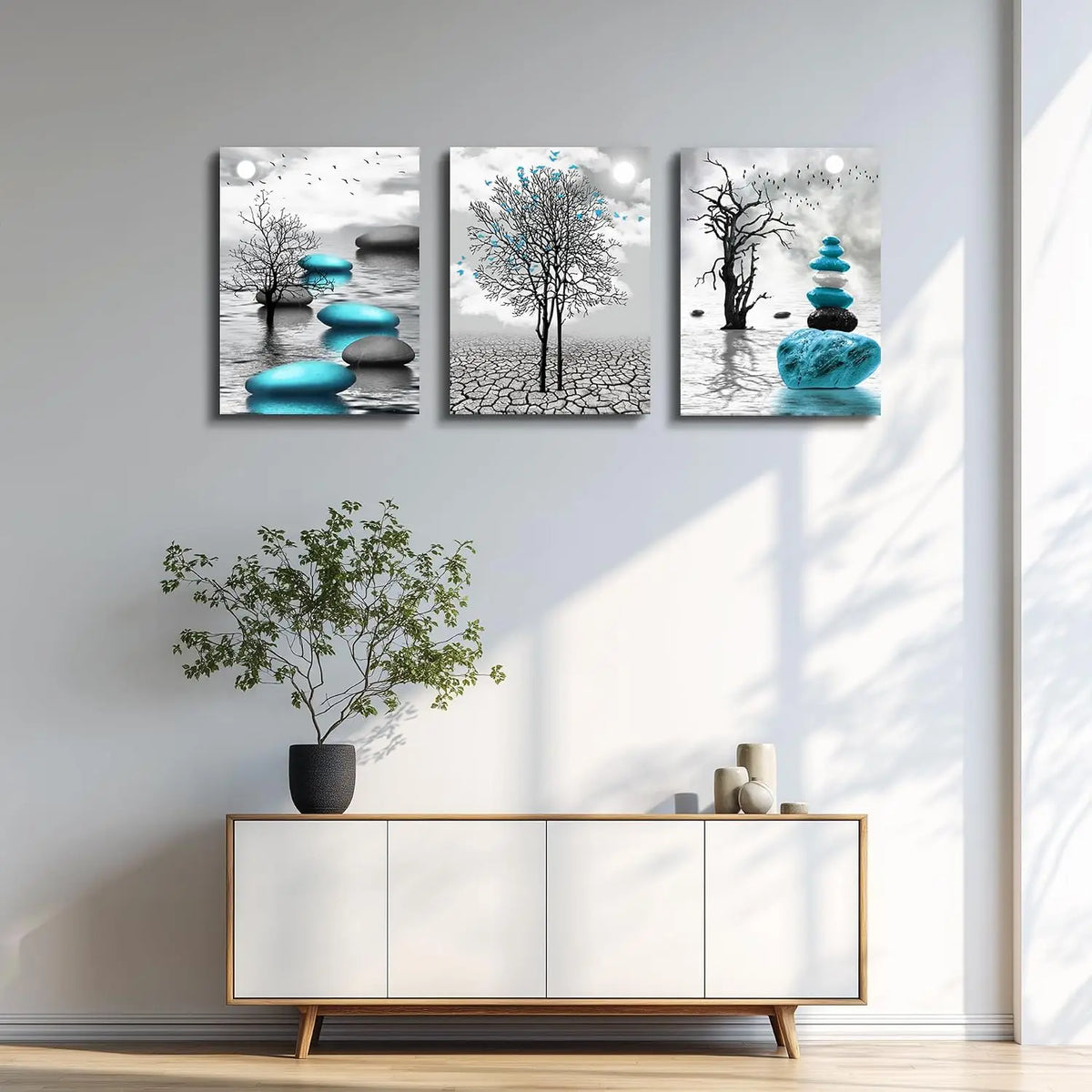 Modern Abstract Stones Canvas Wall Art For Living Room Decor