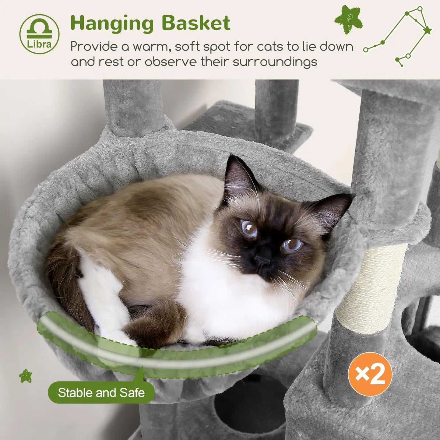 Heavy Duty Cat Tree For Large Cats With Double Tiers