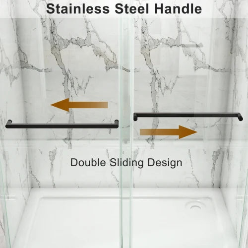 Frameless Double Sliding Tempered Glass Shower Door