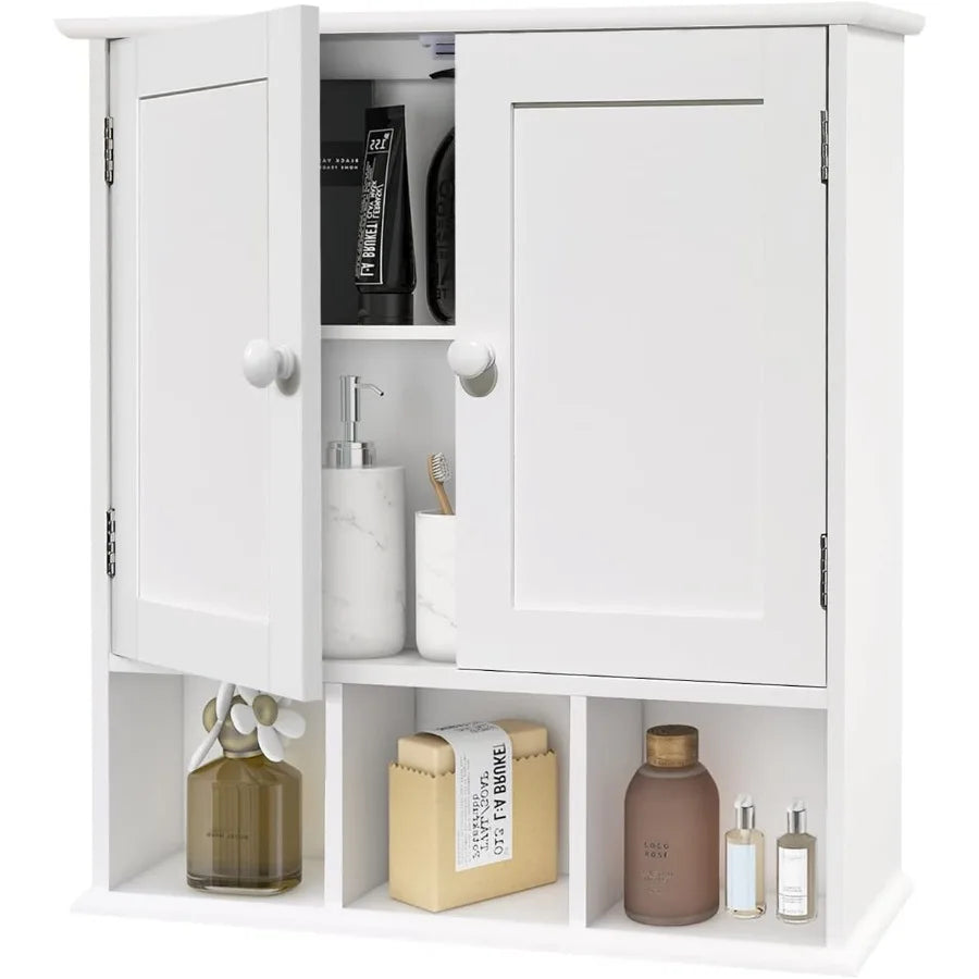 XIUWO Bathroom Wall Cabinet With 2 Doors Over Toilet Storage