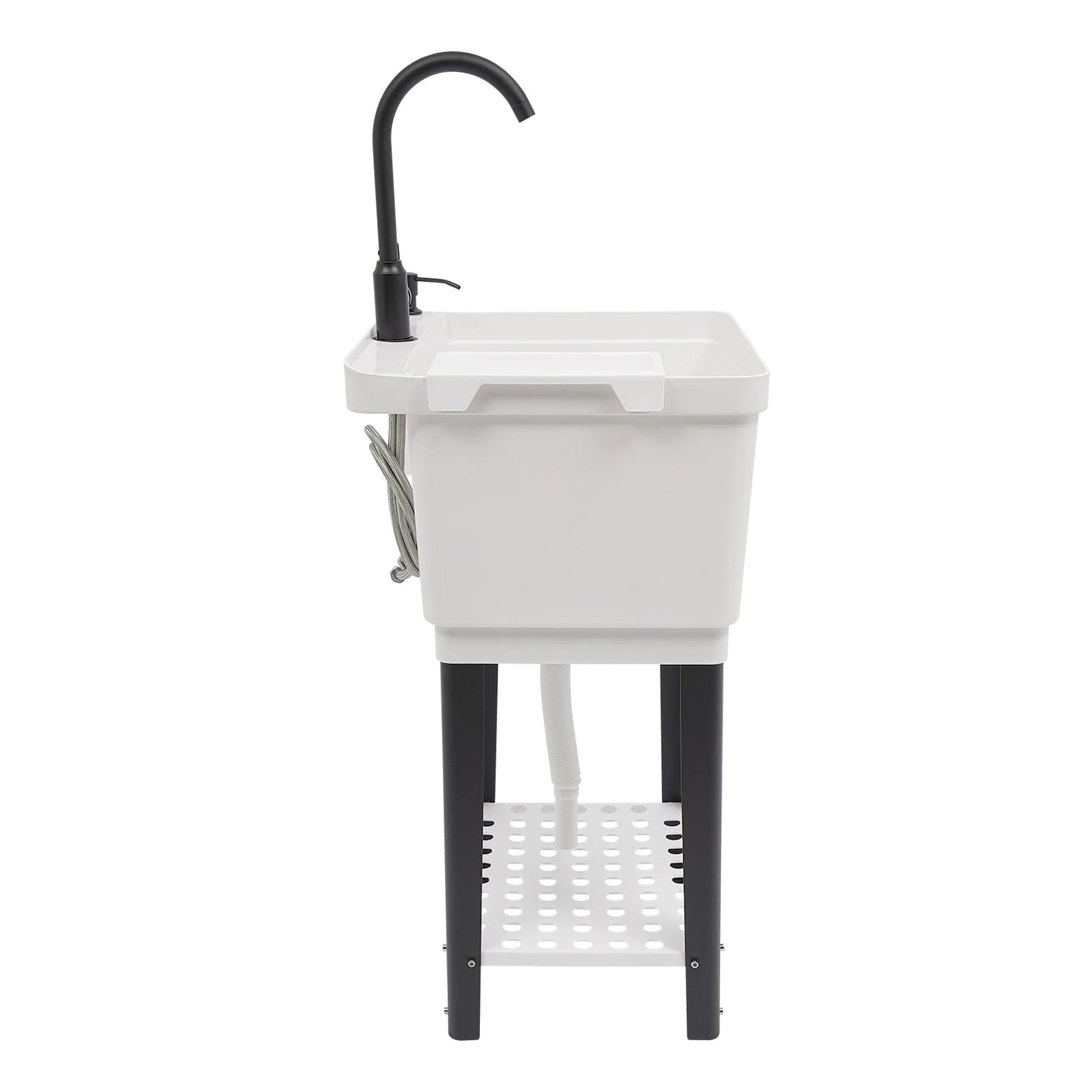 Freestanding Laundry Sink With Soap Dispenser And Storage Rack