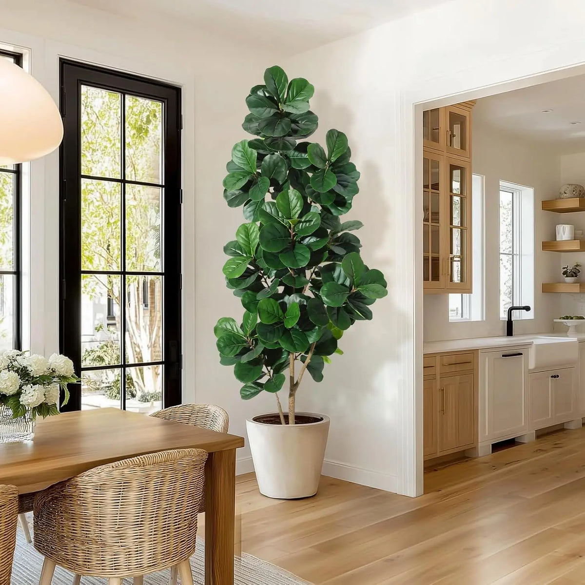 HiMiss Artificial Fiddle Leaf Fig Floor Tree With Planter