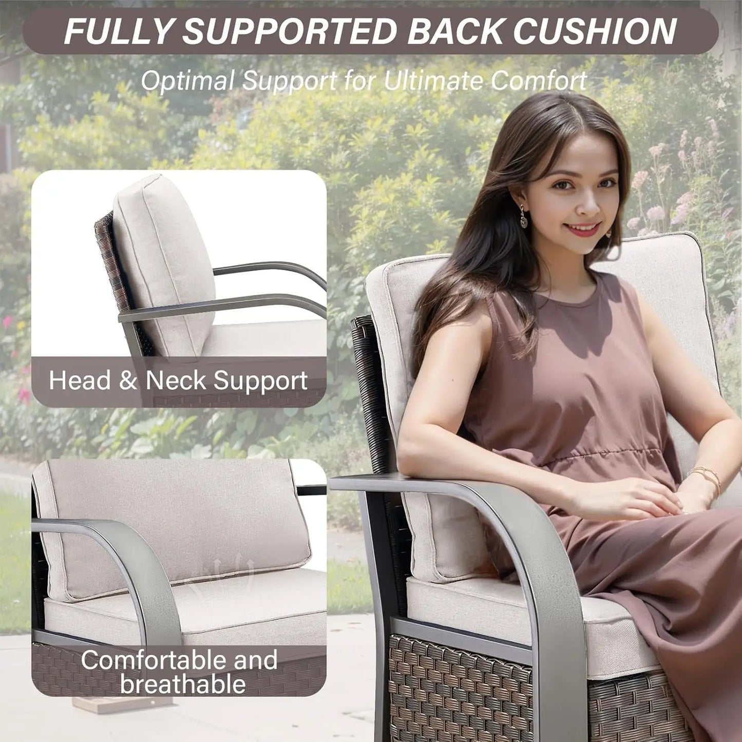 5-Piece Outdoor Patio Furniture Set All-Weather Wicker Chairs