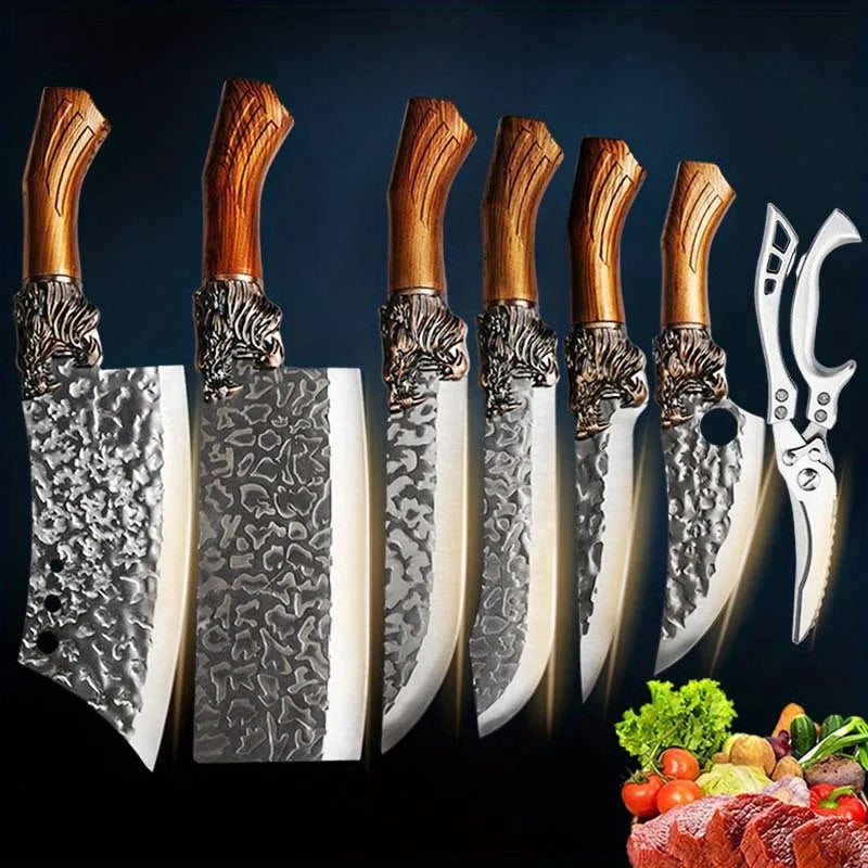 7-Piece Stainless Steel Kitchen Knife Set With Ergonomic Handles