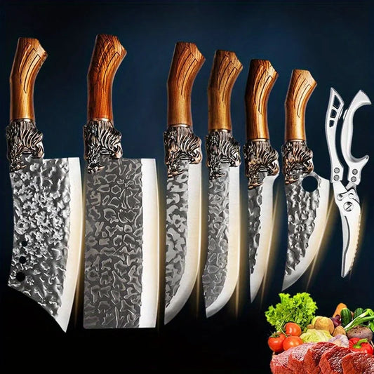 7-Piece Stainless Steel Kitchen Knife Set With Ergonomic Handles