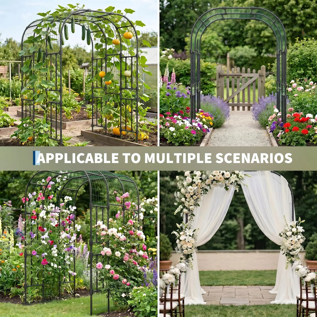 DishyKooker Steel Garden Arch Trellis For Climbing Plants