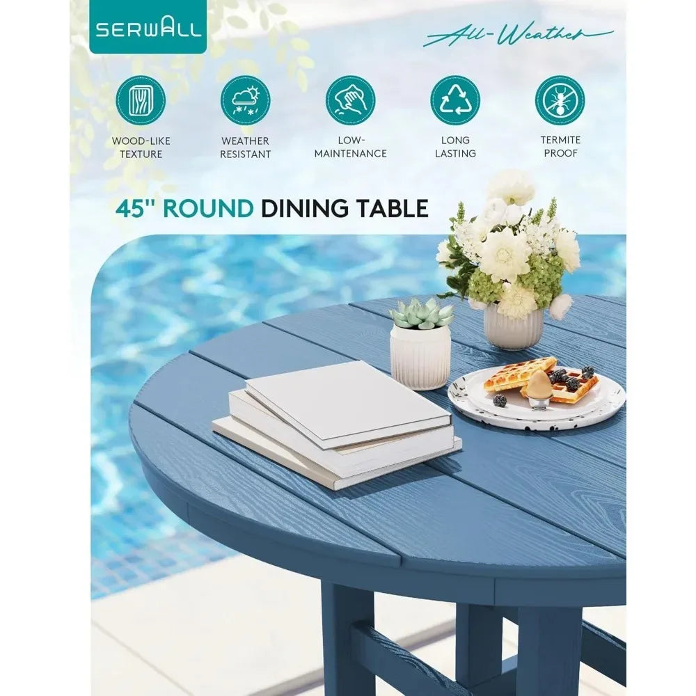 HDPE Outdoor 5-Piece Patio Dining Set With Table And Chairs