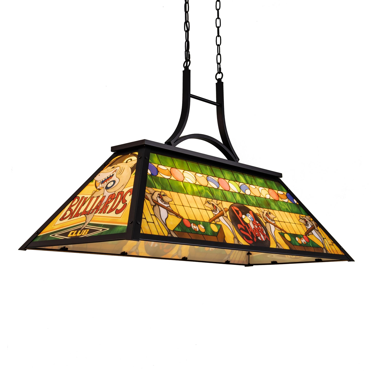 Vintage Pool Table Light 3-Light Rustic Billiards Shark Shade Fixture