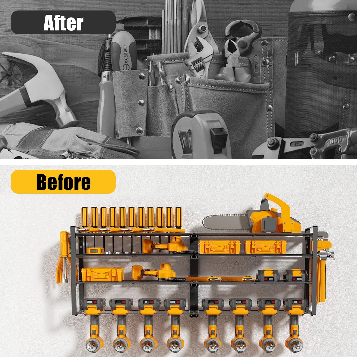 Power Tool Storage Rack Four Tier Wall Mount Organizer