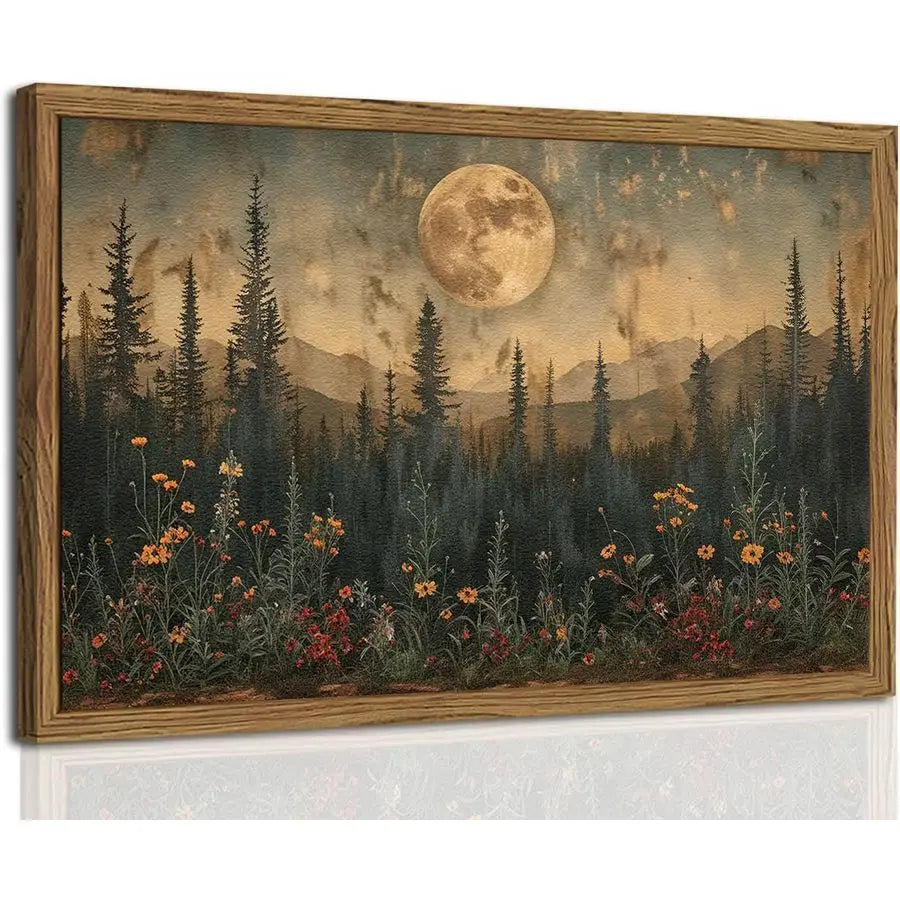 Nature Forest Art Dark Moon Landscape Painting Wall Decor 3D